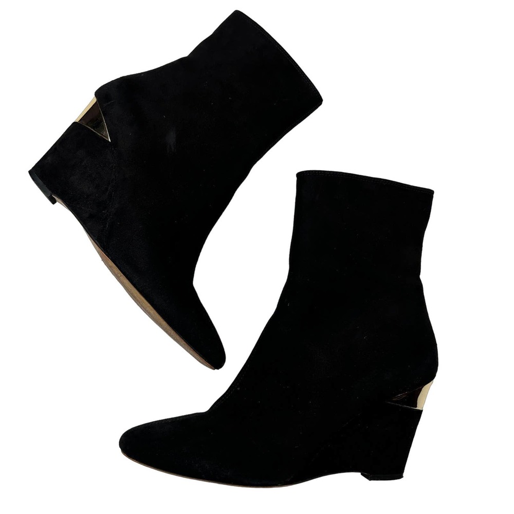 Michael Kors | Black Leather Wedge Ankle Bootie Size 8